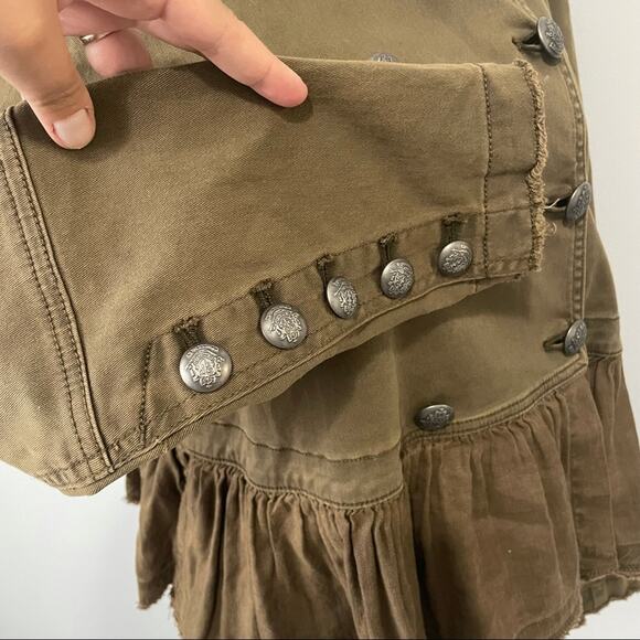 Free People green ruffled military jacket small - Picture 9 of 15